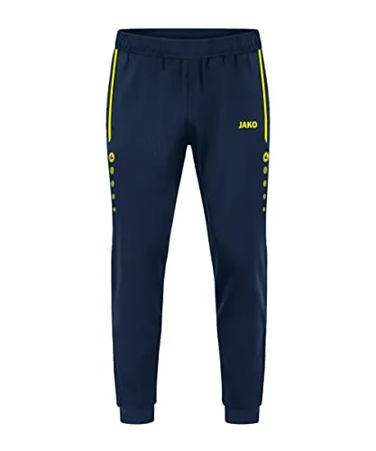 JAKO Kinder Polyesterhose Allround, Marine/Neongelb, 152 - Hosen für aktive Kinder, aus strapazierfähigem Matt-Polyester mit praktischen Seitentaschen und elastischem Bund für optimalen Tragekomfort.