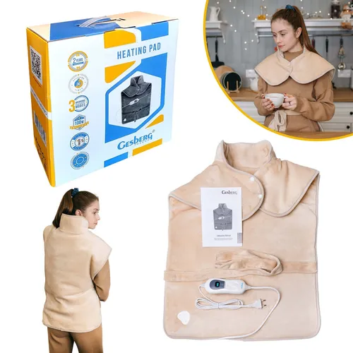 GESBERG Heizkissen für Nacken, Schulter & Rücken | 3 Temperaturstufen | 100 W - Heizkissen für Nacken, Schulter und Rücken mit 3 Temperaturstufen, schnellem Aufheizen und Überhitzungsschutz. Ideal zur Schmerzlinderung und Entspannung bei kaltem Wetter.