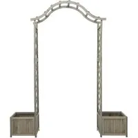 vidaXL Garten-Pergola mit Blumenkasten aus Tannenholz - Pflanzenkästen & Spaliere – Witterungsbeständige Pergola aus massivem Tannenholz mit seitlichen Blumenkästen für eine dekorative Rankhilfe in Ihrem Garten.