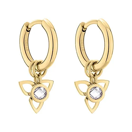 Tamaris Damen Ohrring TJ-0017-E-15 - Ohrringe für Damen mit Blütenanhänger und funkelndem Zirkoniastein, aus hochwertigem Edelstahl in Gold, perfekt als Geschenkidee.