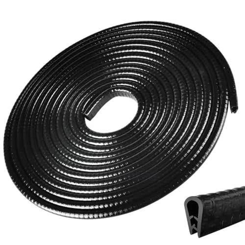 Rseuphiee Kantenschutz für Autotür, 5M U-förmiger Autokantenverkleidung aus Gummi, geeignet für Auto, SUV, MPV, Türen, Kofferraum, Motorhaube (Schwarz)