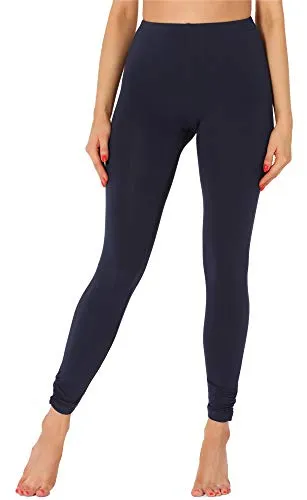 Merry Style Damen Lange Leggings Sportleggings aus Viskose mit Raffung Hohe Taillie MS10-345(Dunkelblau, S)