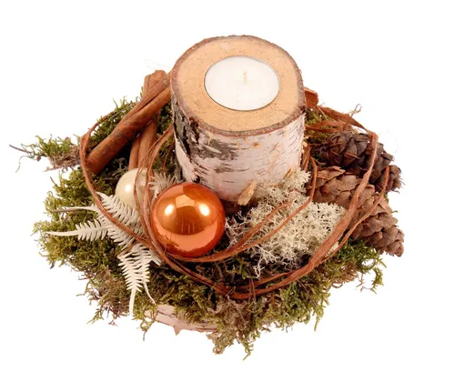 CreaFlor Home Adventskranz Adventsdeko, Handarbeit, natur, Weihnachtsdeko, H: 12cm