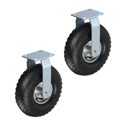 Bockrolle Schwerlastrolle 2er Set mit 3.00-4 Luftreifen - Rollen mit Anschraubplatte, max. Tragfähigkeit 120 kg, ideal für den Transport schwerer Lasten, robustes Stahlmaterial und hohe Mobilität dank Luftreifen.
