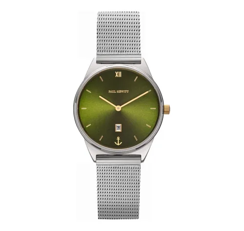 Elegante Paul Hewitt Praia PH004749 Damenuhr - Damenuhr mit Edelstahlgehäuse und stilvollem grünen Zifferblatt, 10 ATM wasserdicht und ideal für jeden Anlass.