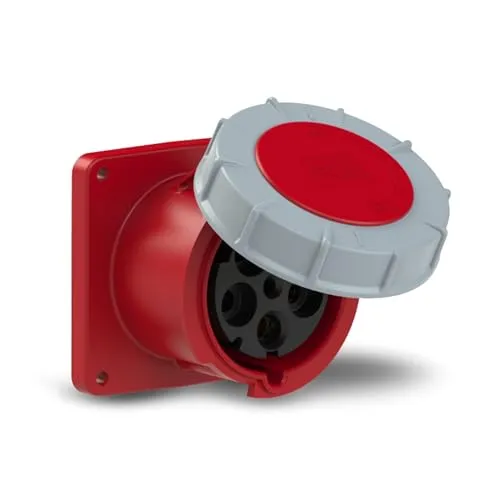 PCE Verbinder 345-6 Wechselstromversorgung 3-phasig - CEE Wandsteckdose 125A, robust und wetterfest (IP67), ideal für industrielle Anwendungen und Baustellen.