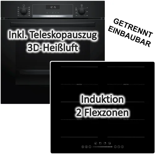 Herdset Bosch Backofen AutoPilot + PKM Flächeninduktionskochfeld autark 60cm NEU