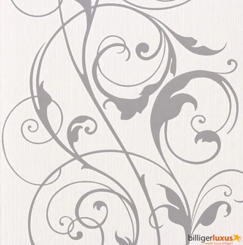 Vliestapete Selina - 1005 x 53 cm Farbe: Grauweiß / Platingrau