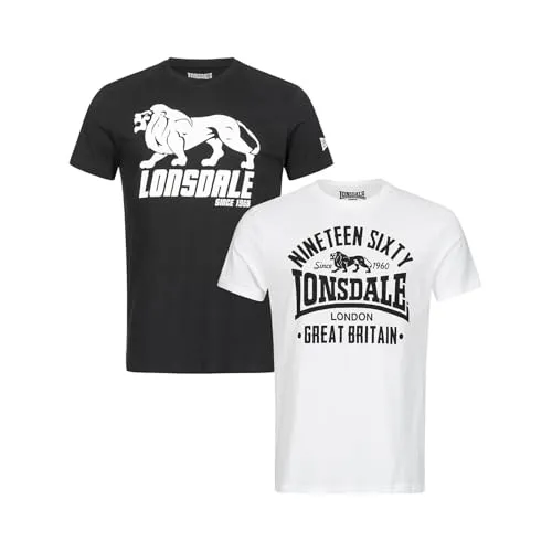 Lonsdale T-Shirt BYLCHAN 2er-Pack - Herren-Shirts im praktischen 2er-Pack in Schwarz und Weiß, aus 100% Baumwolle für hohen Tragekomfort und sportlichen Look.