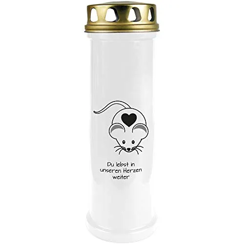 HS Candle Gedenkkerze für Haustiere mit Motiv, Tier - Grabkerze (Brenndauer ca. 100h), Motiv: Maus 2, in vielen Varianten