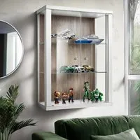 K-Möbel Hängevitrine Glas 80x60x25 cm – Stilvolle Präsentation in Weiß & Sonoma Eiche