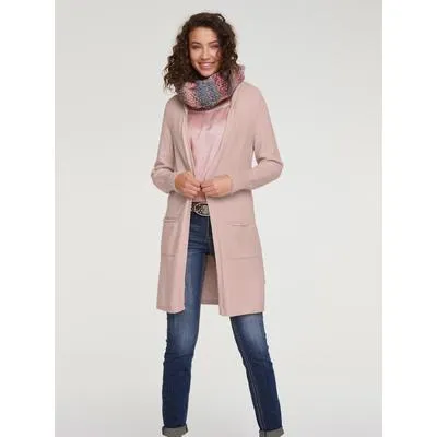 Longstrickjacke, Damen, Gr. 48/50, rosa (rosé), 52% Viskose, 26% Polyester, 22% Polyamid, LINEA TESINI BY HEINE, unifarben, Strickjacken Longstrickjacke