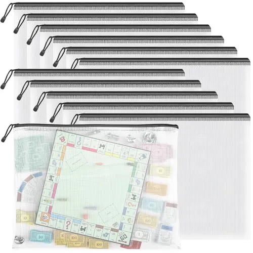 A3-Kunststoff-Brieftaschen – 12 Stück Druckverschlussbeutel aus Kunststoff, Dokumentenmappen für Schule, Bürobedarf, Haushalt, Kosmetik und Kreuzstichprojekte, Schwarz