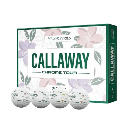 Callaway Golf Chrome Tour 2026 Golfbälle (Truvis April Major, ein Dutzend) - Hochwertige Golfbälle für professionelle Spieler, entwickelt mit neuer Geschwindigkeitstechnologie für optimale Leistung und Kontrolle. Ideal für Distanz und präzisen Flug bei jedem Schlag.