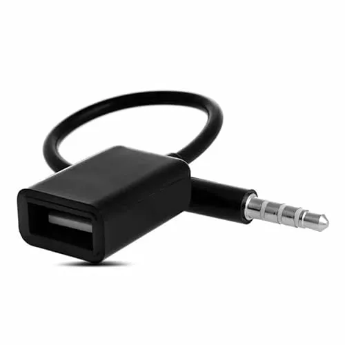 Ziyan 3.5mm Male AUX Audio Stecker zu USB Female Adapter OTG Kabel Auto KFZ Schwarz 15CM