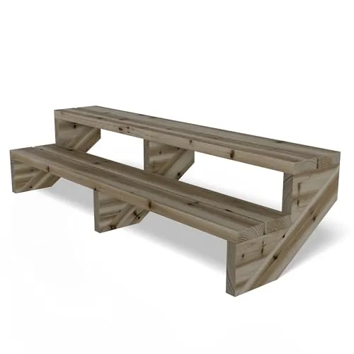 Gartenwelt Riegelsberger Terrassentreppe Breite 150 cm Treppe mit 2 Stufen Geschosshöhe 38 cm Massivholz Kiefer kesseldruckimprägniert Komplett-Set Wangen, Bohlen & Schrauben