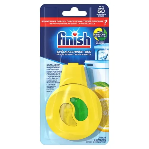 Finish Spülmaschinen Deo Citrus Limette - Frischer Duft für bis zu 60 Spülgänge - Klarspüler & Spülmaschinenzusätze, neutralisiert unangenehme Gerüche mit einzigartiger Anti-Geruchs-Technologie für frisches Geschirr ohne Duftübertragung.
