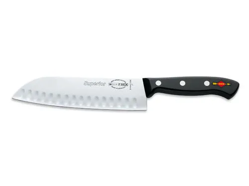 Dick Santoku Superior Kullenschliff 18 cm - Hochwertiges Santokumesser mit Kullenschliff für präzises Schneiden von Fleisch und Gemüse. Ergonomischer Kunststoffgriff für komfortablen Halt in der Küche.