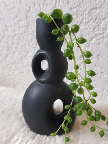 Keramik Vase klein schwarz 13 cm modernes Design