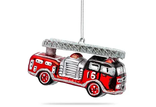 SIKORA Christbaumschmuck Feuerwehrauto besondere Weihnachtskugel Glas Anhänger – BS472, Christbaumschmuck Deko - traditionell, witzig & außergewöhnlich