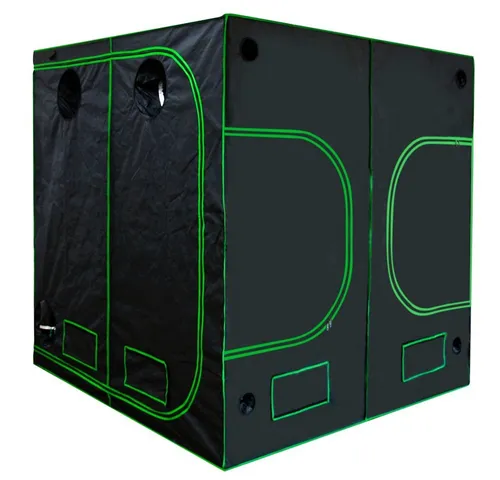 Kingpower Gewächshaus Grow Box 200x200x200 cm - Gewächshaus für Indoor und Outdoor, lichtundurchlässig mit 95% Lichtreflexion für optimales Pflanzenwachstum. Robuste Konstruktion mit Belüftungsmöglichkeiten und herausnehmbarer Innenwanne.