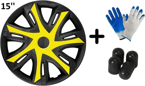 Radzierblende N-Power 15 Zoll - Gelbschwarz 4er Set - Radkappen aus hochwertigem Kunststoff, schlagfest und bruchfest. Ideal für jede Witterung, sorgen sie für Sicherheit und einen stylischen Look für Ihr Auto.