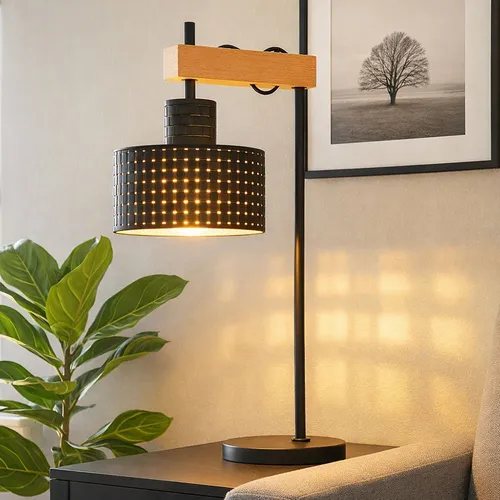 Höhenverstellbare Tischleuchte in Schwarz und Gold - LED Beistelllampe - Moderne LED Tischlampe mit Höhenanpassung für vielseitige Einsatzmöglichkeiten. Ideal für Wohnzimmer, Schlafzimmer und Arbeitszimmer. Energieeffizient und langlebig mit warmweißem Licht.