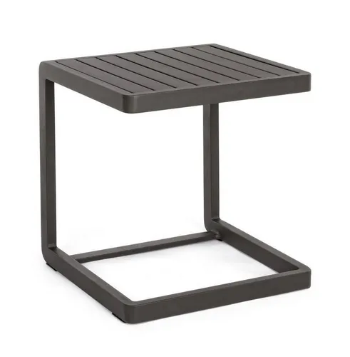 Beistelltisch Konnor 40 x 40 cm – Anthrazit von Bizzotto - Stylischer Beistelltisch Konnor in Anthrazit, ideal für Garten und Balkon. Kompakte Maße und modernes Design machen ihn zum perfekten Begleiter für entspannte Stunden im Freien.