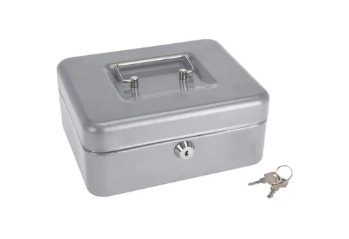 HAC24 Geldkassette Geldkasse aus Stahlblech Geldbox Sparkassette Abschließbar (1 St., 20 x 16 x 9 cm), Abschließbar mit 2 Schlüsseln & Münzbrett