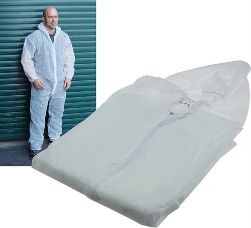 Einweg-Overall weiß XXL mi Reißverschluß & Kaputze