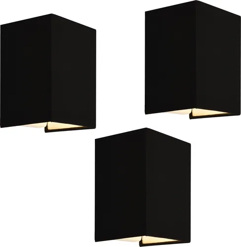 Wandleuchte ’Schwerin’ 3er Set Leinen Schwarz in schwarz von lux.pro