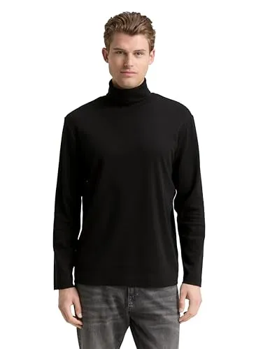 TOM TAILOR Langarmshirt schwarz M (48) - Herren-Shirt aus 95% Baumwolle, pflegeleicht und ideal für lässige Looks. Perfekt für jede Gelegenheit.