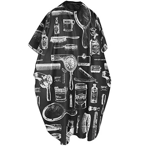 TRIXES Salon- und Friseurumhang - Professionelles Friseurzubehör - Cape als Schutz beim Schneiden Färben Styling uvm - Barberumhang - Gemustert Schwarz - Größe 110 x 110 cm
