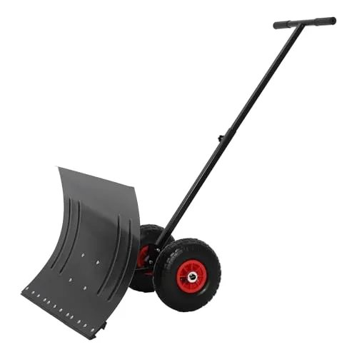 Garvee Robuster Schneeschieber mit Rädern – 29 Zoll breite, verstellbare Schneeschaufel mit ergonomischem, höhenverstellbarem Griff, rückenschonender Schneepflug für Auffahrt, Gehweg & Hof – Farbe:
