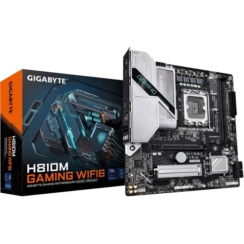 GIGABYTE H810M Gaming WIFI6 Mainboard – Für Intel Core Ultra CPUs - Mainboard für Intel Core Ultra CPUs, unterstützt ultraschnellen Speicher bis 6400 MHz DDR5 und bietet hervorragende Netzwerkverbindungen mit 2.5GbE LAN und WiFi 6.