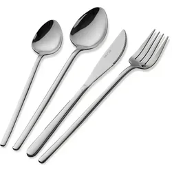 Hermia Concept, Hochwertiges Besteckset (24 Teile), 28 x 20 x 8 cm, 100% Edelstahl, Silber | Perfekt für elegante Dinnerpartys und den täglichen ... - Silber