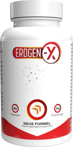EROGEN-X 60 Kapseln - Das Original für Männer - Nahrungsergänzungsmittel mit hochdosierten, veganen Inhaltsstoffen wie L-Arginin und Maca. Unterstützt die Spermabildung und fördert die Fruchtbarkeit. Ideal für eine gesunde Lebensweise.