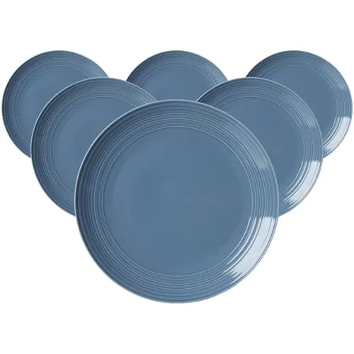 Flirt by R&B Frühstücksgeschirr Blau Levi 6er Set Speiseteller 27 cm - Elegantes Porzellan-Geschirrset in Blau, perfekt für stilvolle Frühstücke und besondere Anlässe.