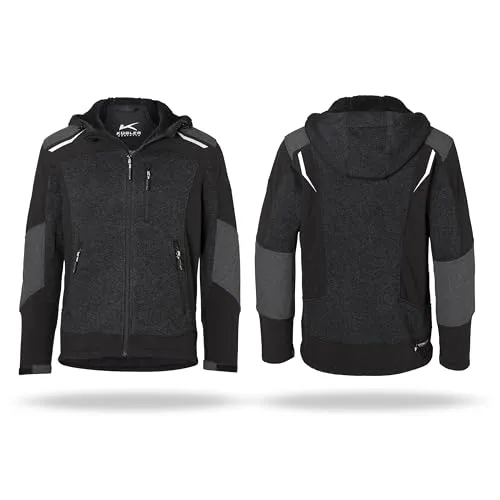 KÜBLER Strickjacke 1741 Gr.L dunkelgrau/schwarz - Robuste Arbeitsjacke mit wärmendem Plüsch-Innenfutter, reflektierenden Elementen für bessere Sichtbarkeit und praktischen Taschen für optimale Funktionalität.