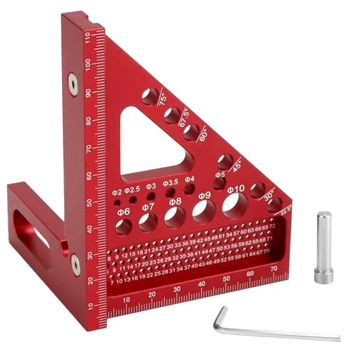 QWORK® Gehrungswinkel, 22.5-90° Multi-winkel Messlineal, Multifunktional Anreißwerkzeug aus Aluminiumlegierung, für Tischler, Ingenieure, Bauarbeiter