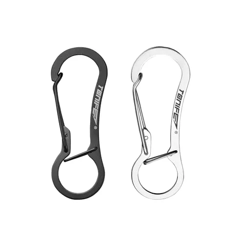 TONIFE Karabiner, Karabinerhaken aus Hochwertigem Edelstahl für Karabinerhaken Schlüsselanhänger, Snap Schnalle Feder Rucksack Verschlüsse (MT2803 Schwarz Titan+Polieren)