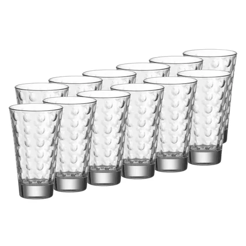 Leonardo OPTIC Trinkglas groß 300 ml 12er Set - Gläser Set mit 12 stilvollen OPTIC Trinkgläsern, die durch ihr besonderes Innenrelief für beeindruckende Lichtreflexionen sorgen. Ideal für den Alltag und spülmaschinengeeignet.