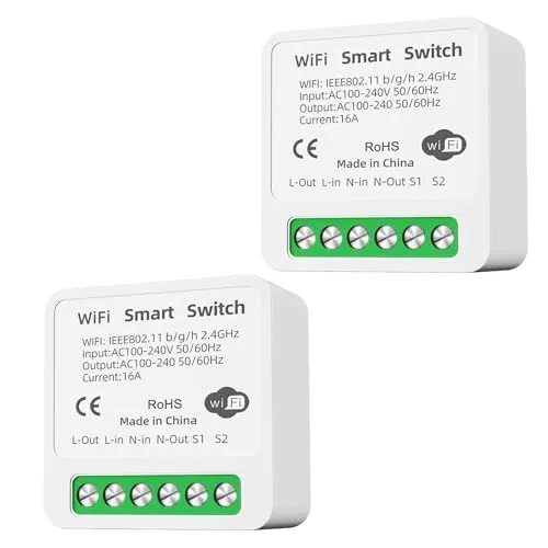GERUI 2x Smart Switch WLAN Bluetooth, kompatibel mit Alexa/Google