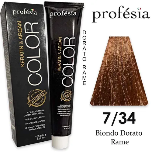 Tönung 7/34 Blond Gold Kupfer Farbe für Haare Profesia 100ml