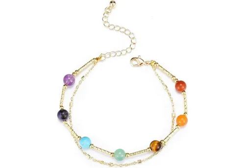 LuxusKollektion Perlenarmband Chakra Armband 7 Heilsteine Partnerarmbänder einstellbar Yoga