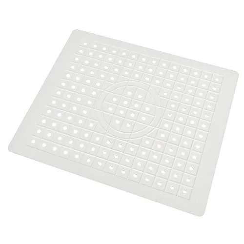 31.5x26.2 cm Spülbecken Schutzmatte, Gummi,Spülbeckenmatte mit Abflussloch,rutschfeste Spülbecken Matte,Spülbeckenschutz Zusammenklappbar,Spülbeckeneinlage Eckig für Geschirr und Becken (Weiß)