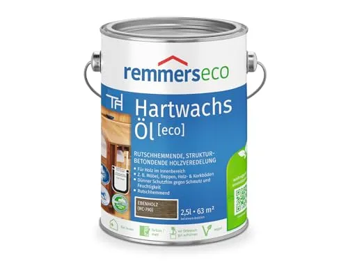 Remmers Hartwachs-Öl [eco] ebenholz, 2,5 Liter - Holzöle für Innenbereich – 3in1 Lösung: Beize, Öl und Versiegelung in einem. Schützt Holzoberflächen, ist vegan und pflegeleicht mit rutschhemmender Wirkung.