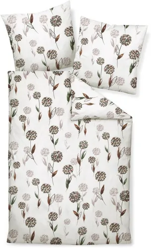 Janine Feinbiber Bettwäsche 135 x 200 cm DAVOS rotbraun mauve - Bettwäsche aus 100% Baumwolle, weich und kuschelig mit elegantem Blumenmuster. Pflegeleicht, maschinenwaschbar bis 60°C, trocknergeeignet. Ideal für warme, erholsame Nächte.