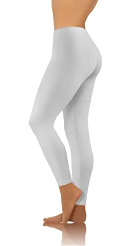 sesto senso Damen Leggings Weiß Lang Baumwolle Mädchen Fitnesshose Sporthose Bunte Yoga 4XL White