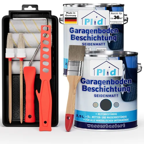 Garagenbodenbeschichtung Set 5L Anthrazit - Möbel- & Spezialfarben, schnelltrocknend und ideal für Betonflächen in Garagen oder Kellern, deckt bis zu 36 m².